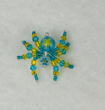 Load image into Gallery viewer, Hand Made Glass Aqua Floral Jumping Spider
