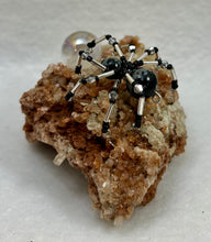 Load image into Gallery viewer, Aragonite Display with Snowflake Obsidian Spiderling
