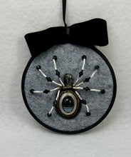 Load image into Gallery viewer, Vintage Black &amp; White Agate Cufflink on Grey 4 Inch Hoop Spider
