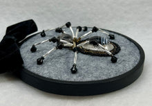 Load image into Gallery viewer, Vintage Black &amp; White Agate Cufflink on Grey 4 Inch Hoop Spider
