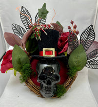 Load image into Gallery viewer, Black Lucite Skull &amp; Spider Wreath Display

