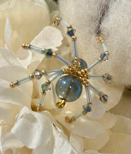 Load image into Gallery viewer, Beaded Blue Aurora Glass Spiderling
