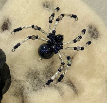 Load image into Gallery viewer, Beaded Blue Goldstone Spiderling
