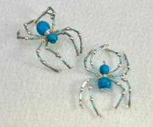 Load image into Gallery viewer, Beaded Blue Dyed Howlite Spider
