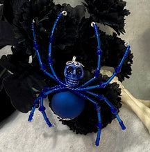 Load image into Gallery viewer, Beaded Blue Skull Spider
