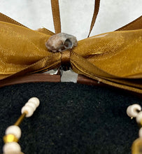 Load image into Gallery viewer, Vintage Cufflink Gold &amp; Antler on Black 6 Inch Hoop Spider
