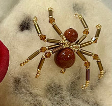 Load image into Gallery viewer, Beaded Brown Goldstone Spiderling
