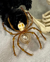 Load image into Gallery viewer, Beaded Brown Skull Spider
