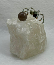 Load image into Gallery viewer, Clear Quartz Display with Green Zebra Jasper Spiderling
