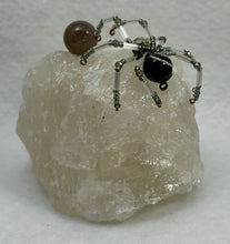 Load image into Gallery viewer, Clear Quartz Display with Green Zebra Jasper Spiderling
