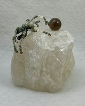 Load image into Gallery viewer, Clear Quartz Display with Green Zebra Jasper Spiderling
