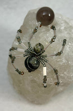 Load image into Gallery viewer, Clear Quartz Display with Green Zebra Jasper Spiderling
