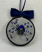 Load image into Gallery viewer, Vintage Cufflink Silver Comedy &amp; Tragedy Masks on Grey 3 Inch Hoop Spider
