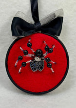 Load image into Gallery viewer, Vintage Cufflink Silver Comedy &amp; Tragedy Masks on Red 3 Inch Hoop Spider
