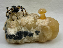 Load image into Gallery viewer, Calcite Display with Black Lava Spiderling
