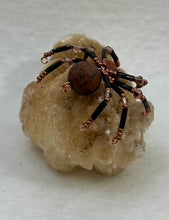 Load image into Gallery viewer, Calcite Display with Mahogany Obsidian Spiderling

