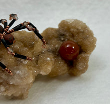 Load image into Gallery viewer, Calcite Display with Mahogany Obsidian Spiderling
