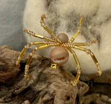 Load image into Gallery viewer, Beaded Champagne Druzy Quartz Spiderling
