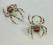 Load image into Gallery viewer, Beaded Christmas Stripe Spider
