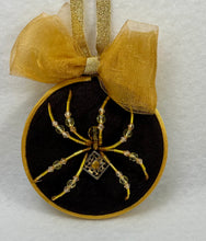 Load image into Gallery viewer, Vintage Gold &amp; Citrine on Brown 4 Inch Hoop Spider

