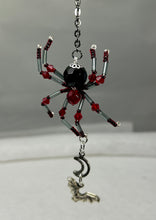 Load image into Gallery viewer, Wood Hand Painted Bat Themed Coffin with Spider Suncatcher
