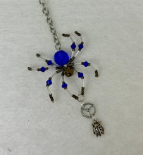 Load image into Gallery viewer, Wood Hand Painted Steam Punk Themed Coffin with Spider Suncatcher
