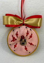 Load image into Gallery viewer, Vintage Gold Metal Crown Cufflink on Pink 4 Inch Hoop Spider
