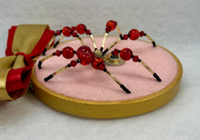 Load image into Gallery viewer, Vintage Gold Metal Crown Cufflink on Pink 4 Inch Hoop Spider

