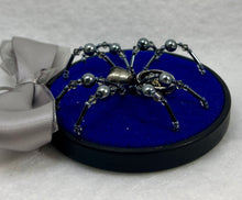Load image into Gallery viewer, Vintage Cufflink Gold Crown on Blue 3 Inch Hoop Spider
