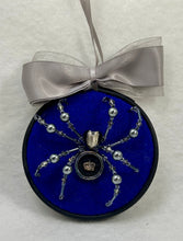 Load image into Gallery viewer, Vintage Cufflink Gold Crown on Blue 3 Inch Hoop Spider
