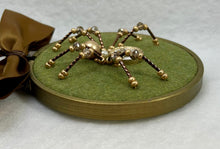 Load image into Gallery viewer, Vintage Gold and MOP with Gold Duck on Olive 4 Inch Hoop Spider

