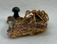 Load image into Gallery viewer, Epidote Display with Carved Soapstone Spiderling
