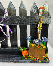 Load image into Gallery viewer, Medium Hand Painted Wooden Fence with Dyed Purple Crazy Lace Spider
