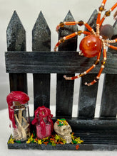 Load image into Gallery viewer, Medium Hand Painted Wooden Fence with Red Crackle Agate Spider

