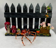 Load image into Gallery viewer, Medium Hand Painted Wooden Fence with Red Crackle Agate Spider
