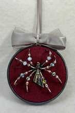 Load image into Gallery viewer, Vintage Cufflink Silver Scalene Triangle on Burgundy 3 Inch Hoop Spider
