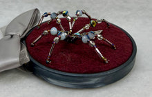 Load image into Gallery viewer, Vintage Cufflink Silver Scalene Triangle on Burgundy 3 Inch Hoop Spider
