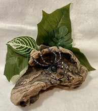 Load image into Gallery viewer, Beaded Frosted Black Agate Spider
