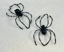 Load image into Gallery viewer, Beaded Frosted Black Agate Spider
