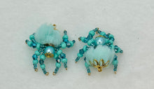 Load image into Gallery viewer, "Caspian" Hand Made Aqua Fuzzy Jumping Spider
