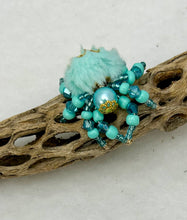 Load image into Gallery viewer, "Caspian" Hand Made Aqua Fuzzy Jumping Spider
