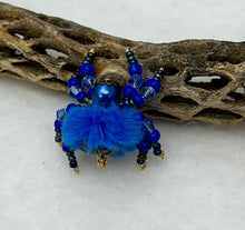 Load image into Gallery viewer, "Victoria" Hand Made Bright Blue Fuzzy Jumping Spider
