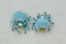 Load image into Gallery viewer, "Aurora" Hand Made Light Blue Fuzzy Jumping Spider
