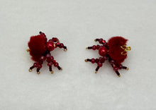 Load image into Gallery viewer, "Ruby" Hand Made Dark Red Fuzzy Jumping Spider
