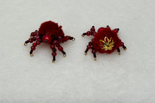 Load image into Gallery viewer, "Ruby" Hand Made Dark Red Fuzzy Jumping Spider
