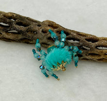 Load image into Gallery viewer, "Gwendolyn" Hand Made Turquoise Fuzzy Jumping Spider
