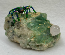Load image into Gallery viewer, Green Fluorite Display with Titanium Coated Quartz Spiderling
