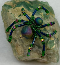 Load image into Gallery viewer, Green Fluorite Display with Titanium Coated Quartz Spiderling
