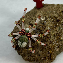 Load image into Gallery viewer, Grossular Garnet Display with Ocean Jasper Spiderling
