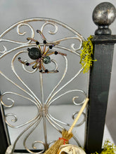 Load image into Gallery viewer, Cemetery Gate with Lava Rock Spiderling and Natural Rodent Skull Display
